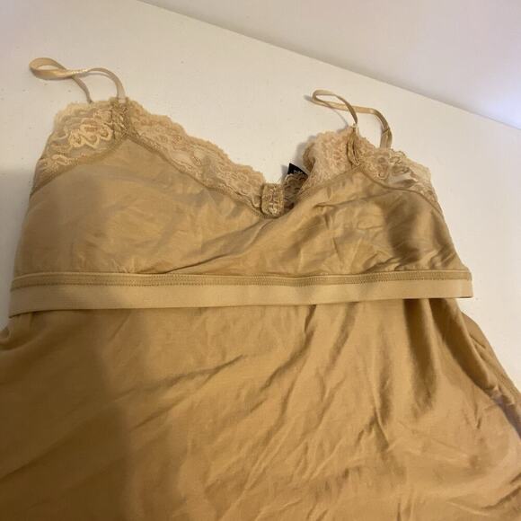 VTG Y2K NY & Co TankTop L Gold LaceTrim Fairy Grunge Babydoll Coquette Stretch - Picture 5 of 6